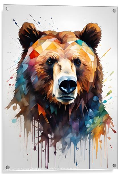 Grizzly Bear Digital Abstract Art Acrylic by Darren Wilkes