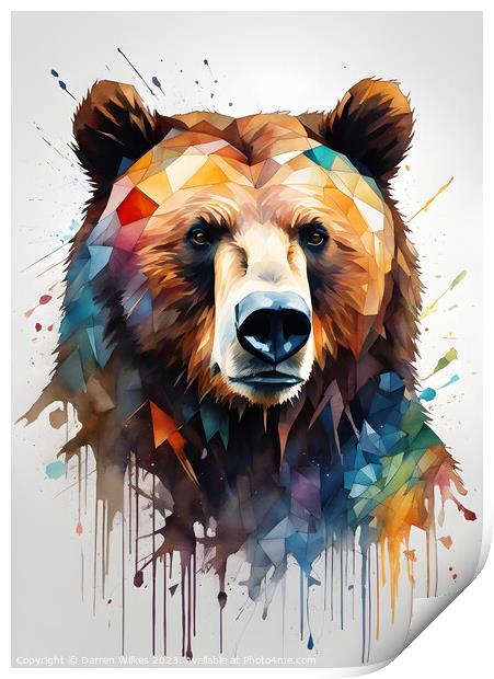Grizzly Bear Digital Abstract Art Print by Darren Wilkes