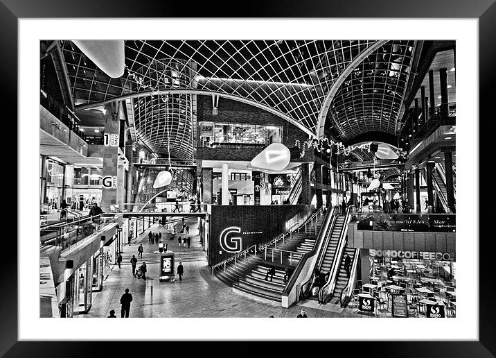 Cabot Circus Shopping Centre Mono Framed Mounted Print by Paul Macro