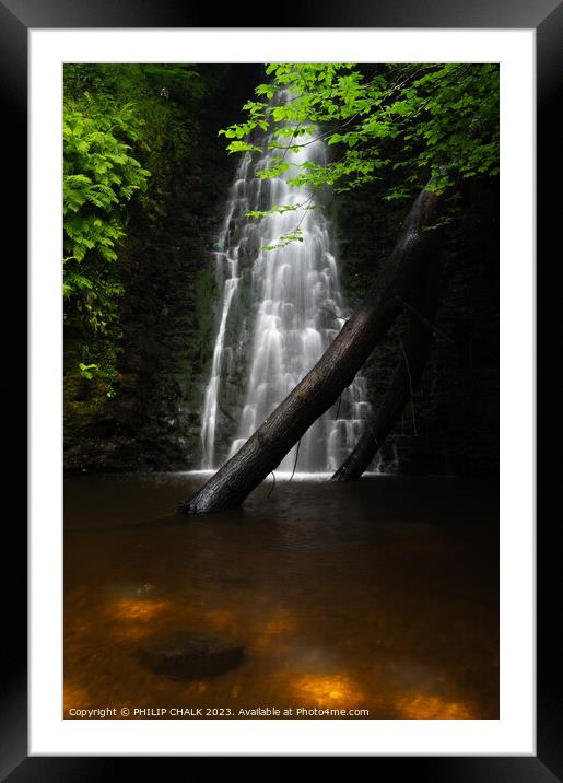 Falling foss waterfall 932  Framed Mounted Print by PHILIP CHALK