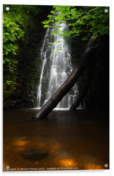 Falling foss waterfall 932  Acrylic by PHILIP CHALK