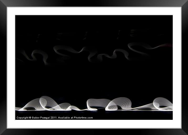 Black and white light abstract Framed Mounted Print by Gabor Pozsgai