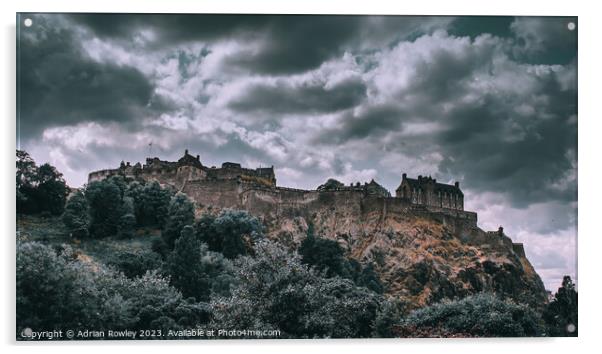 A moody scene at Edinburgh Castle Acrylic by Adrian Rowley