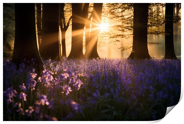 Bluebells in the Woods  Print by CC Designs