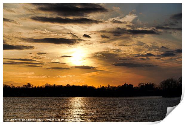 Dusk Unfolds on Chemong Lake Print by Ken Oliver