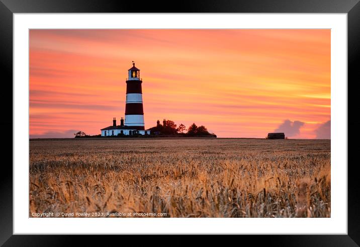 Fire Sky Over Happisburgh Lighthouse Framed Mounted Print by David Powley