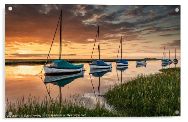 Blakeney Boats at Sunset Acrylic by David Powley
