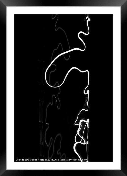 Black and white light abstract Framed Mounted Print by Gabor Pozsgai