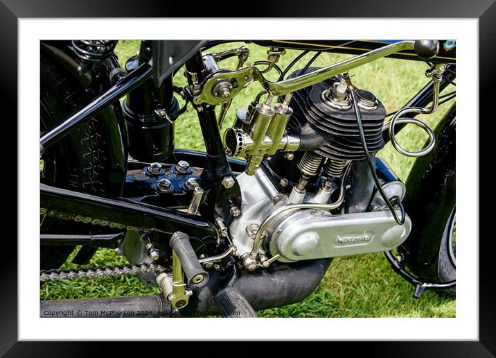 Vintage Triumph Motorcycle: Engine Exposed Framed Mounted Print by Tom McPherson