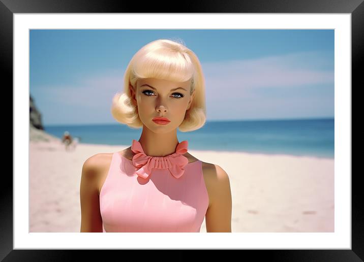 Beach Barbie  Framed Mounted Print by CC Designs