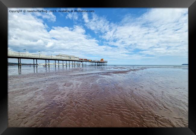 Scenic View of Paignton Pier During Low Tide Framed Print by rawshutterbug 