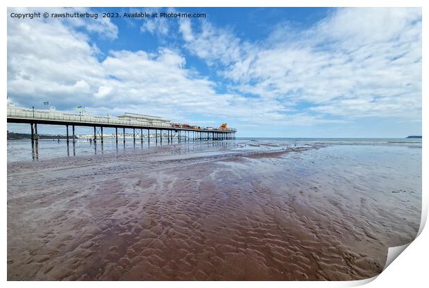 Scenic View of Paignton Pier During Low Tide Print by rawshutterbug 