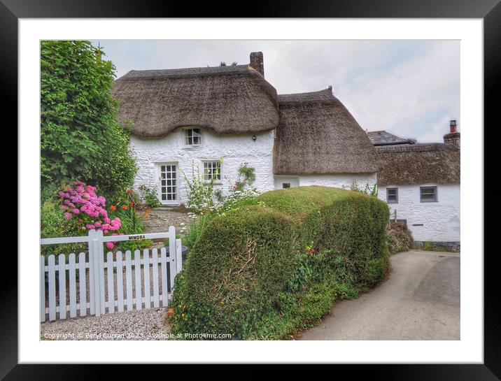Cornish Thatched Cottages  Framed Mounted Print by Beryl Curran