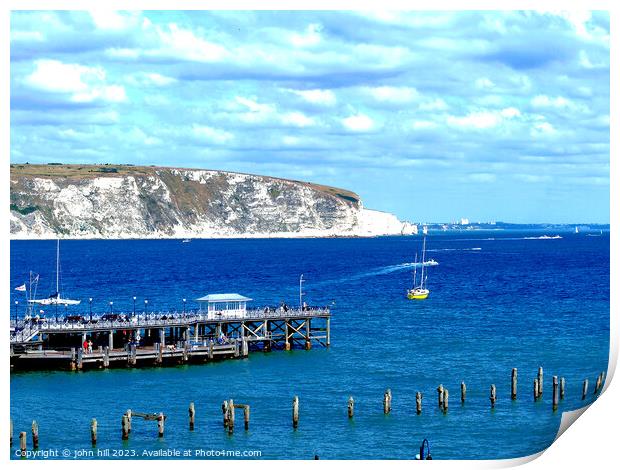 Echoes of Time: Swanage's Historic & Modern Piers Print by john hill