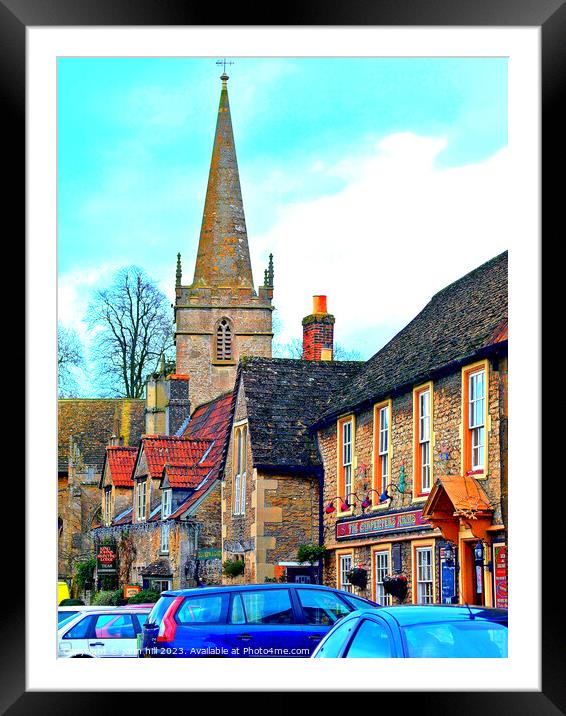 The church and houses on church street,Lacock,Wiltshire,uk Framed Mounted Print by john hill