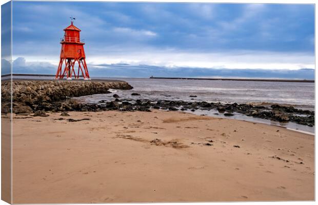 Herd Groyne Lighthouse Canvas Print by Steve Smith