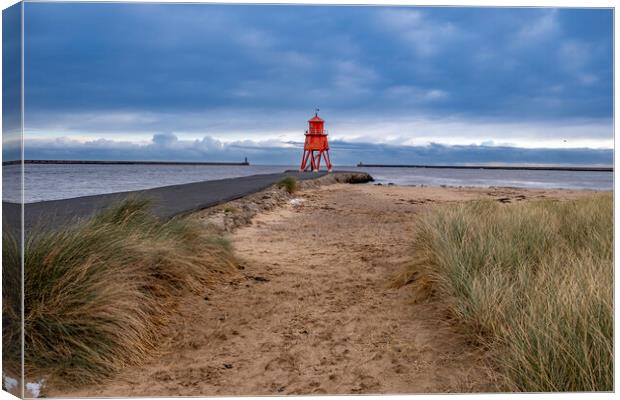 Herd Groyne Lighthouse Canvas Print by Steve Smith