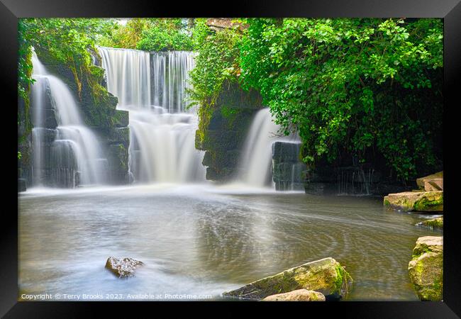 Penllergaer Falls, Swansea, Wales Framed Print by Terry Brooks