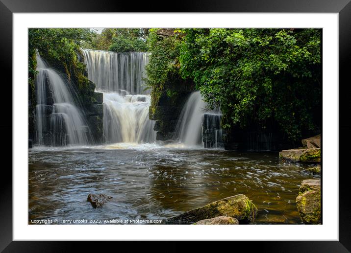 Penllergaer Waterfall Swansea Wales Framed Mounted Print by Terry Brooks