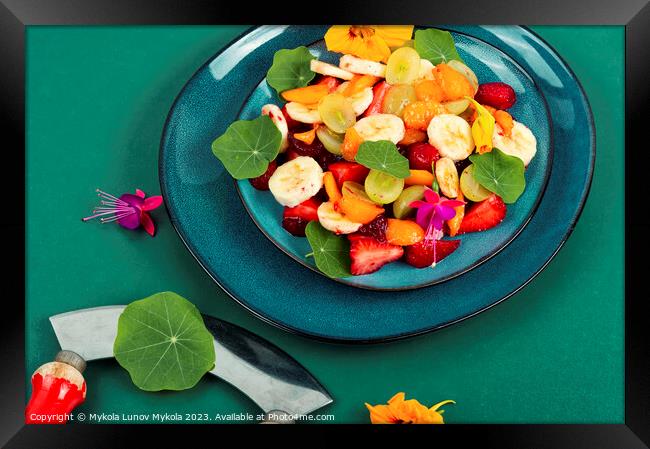 Fruit salad with nasturtium. Framed Print by Mykola Lunov Mykola