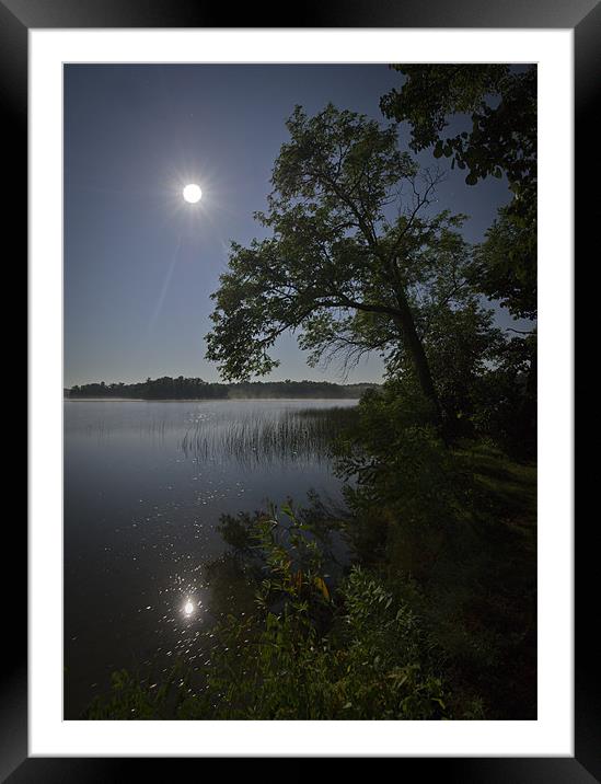 Lake by moonlight Framed Mounted Print by Gary Eason