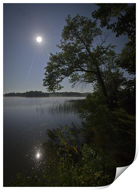 Lake by moonlight Print by Gary Eason