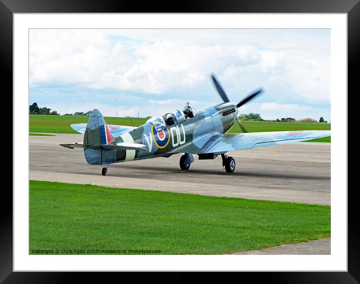 Two Seater Spitfire Taxiing Framed Mounted Print by chris hyde