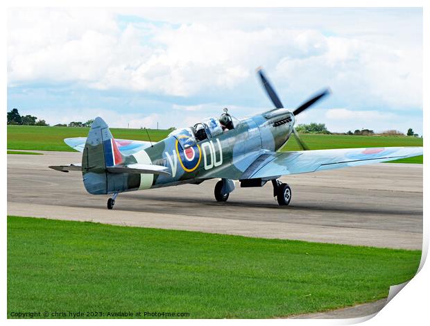 Two Seater Spitfire Taxiing Print by chris hyde