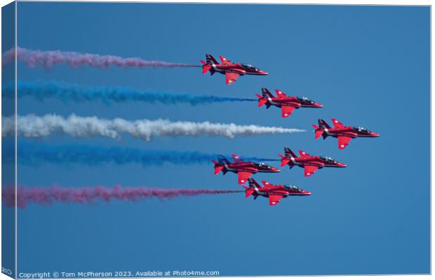 Exhilarating Sky Dance of the Red Arrows Canvas Print by Tom McPherson