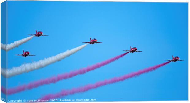 'RAF's Red Arrows in Flight' Canvas Print by Tom McPherson