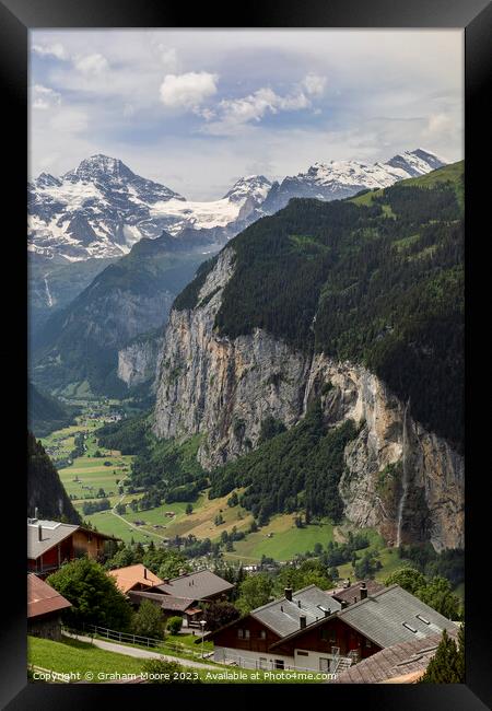 Lauterbrunnen valley and Breithorn Framed Print by Graham Moore