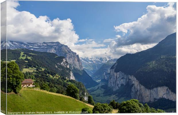 Lauterbrunnen valley from Wengen Canvas Print by Graham Moore