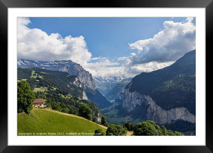Lauterbrunnen valley from Wengen Framed Mounted Print by Graham Moore