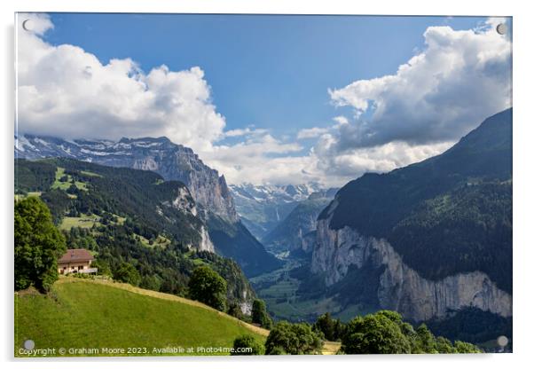 Lauterbrunnen valley from Wengen Acrylic by Graham Moore