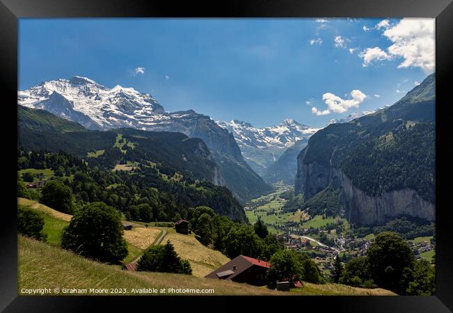Lauterbrunnen valley and Jungfrau Framed Print by Graham Moore