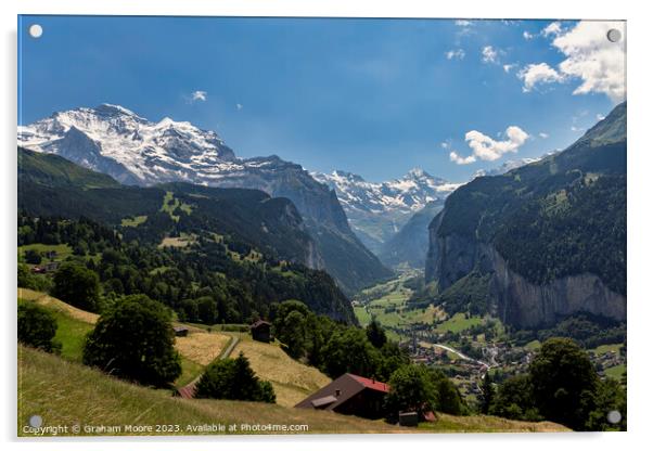 Lauterbrunnen valley and Jungfrau Acrylic by Graham Moore