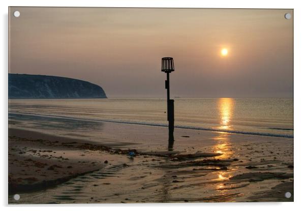 Sunrise over Swanage Bay, Dorset Acrylic by Darren Galpin