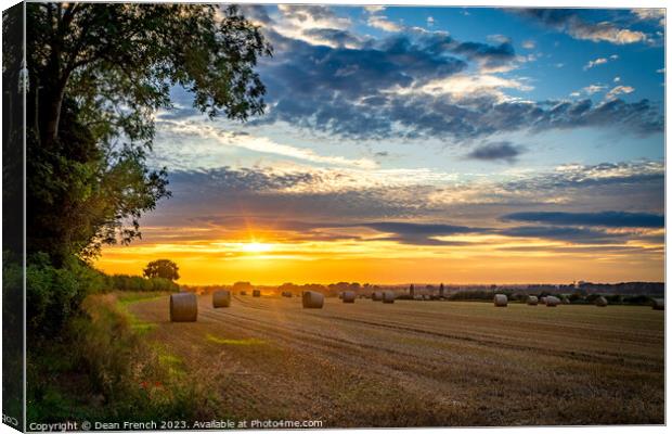 Hay Bale Sunset Canvas Print by Dean French