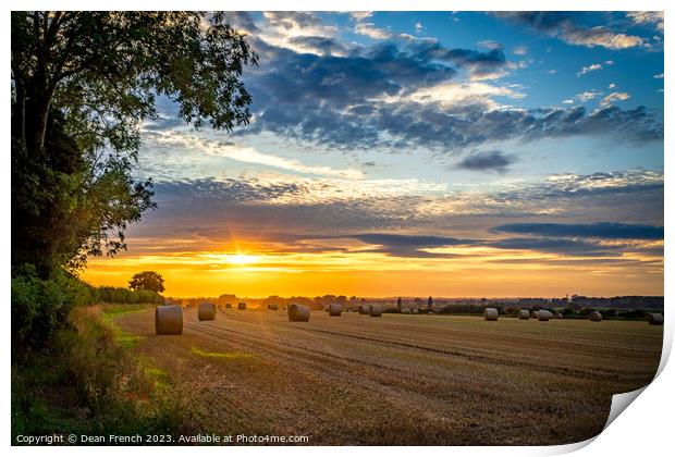 Hay Bale Sunset Print by Dean French