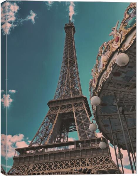Eiffel Tower and Roundabout  Canvas Print by Christopher Marchant