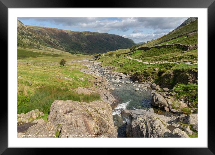 Seathwaite valley & Grains Gill Framed Mounted Print by Heather Athey
