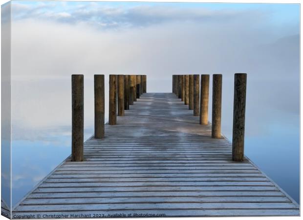 A Foggy Jetty Morning  Canvas Print by Christopher Marchant