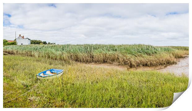Lone boat at Brancaster Staithe Print by Jason Wells