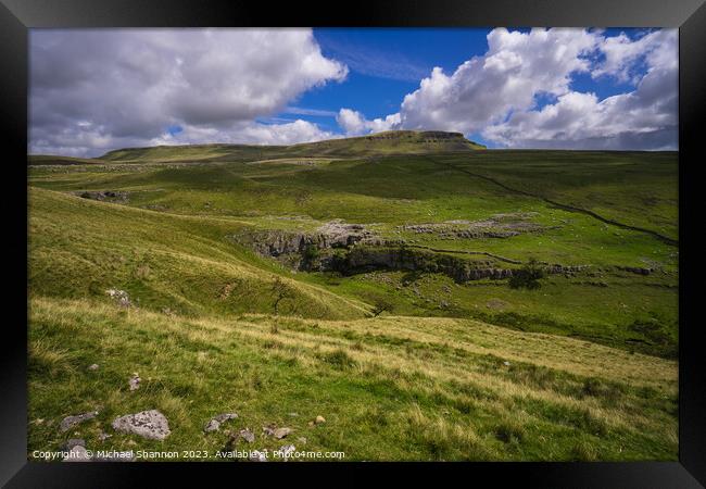 Yorkshire's Charming Penyghent Panorama Framed Print by Michael Shannon