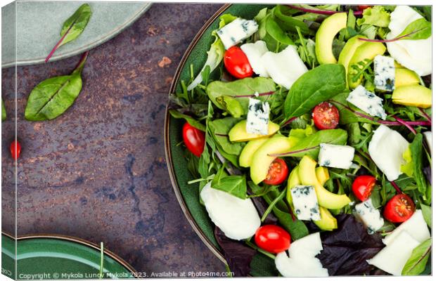 Salad of vegetables, lettuce and cheese Canvas Print by Mykola Lunov Mykola