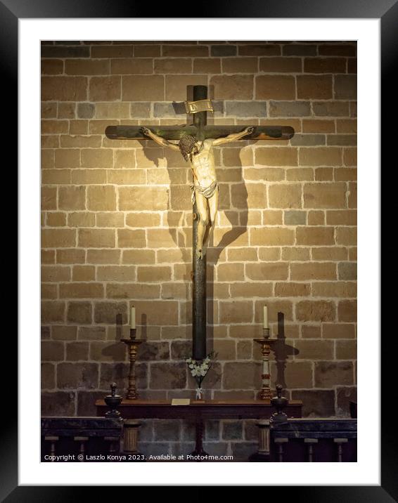 Crucifix - Pamplona Framed Mounted Print by Laszlo Konya