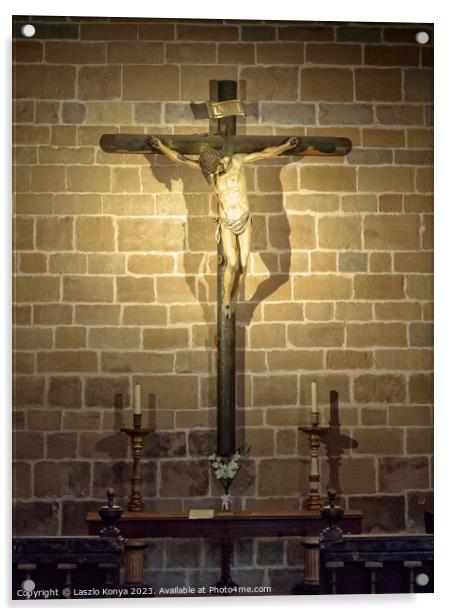 Crucifix - Pamplona Acrylic by Laszlo Konya