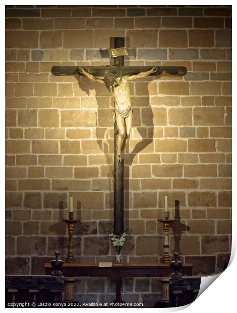 Crucifix - Pamplona Print by Laszlo Konya