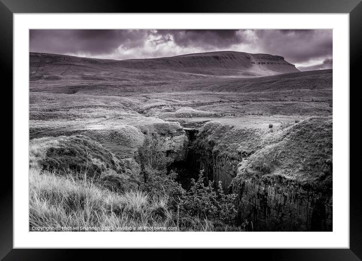 Monochrome Panorama of Yorkshire's Hull Pot Framed Mounted Print by Michael Shannon