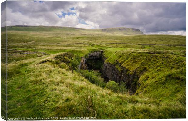 Hull Pot and Penyghent in the Yorkshire Dales Nati Canvas Print by Michael Shannon